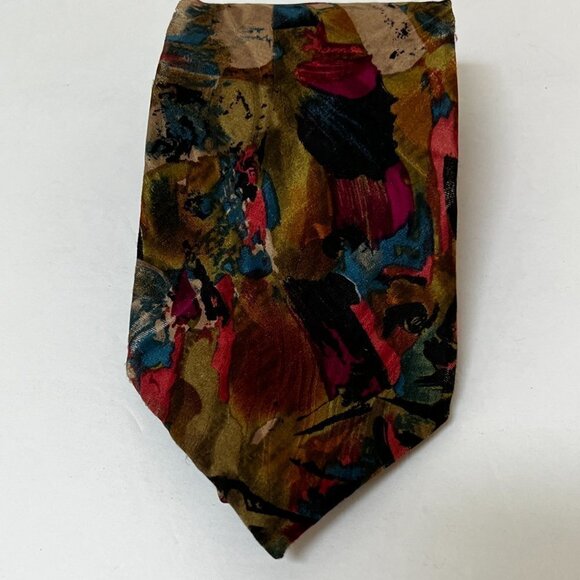 J.T. Beckett Tie Abstract Design Gold Blue Gray Pink Silk Neck tie Vintage ‘80s - Picture 2 of 6